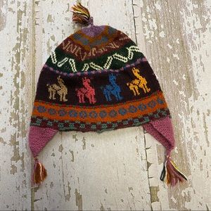 Handmade Kids Child Knitted Hat With Earflaps Multicolored Camels